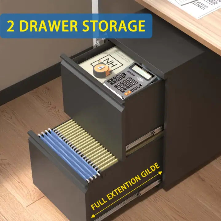 2 Drawer Metal Mobile Filing Cabinet, Rolling Filing Cabinet With Lock
