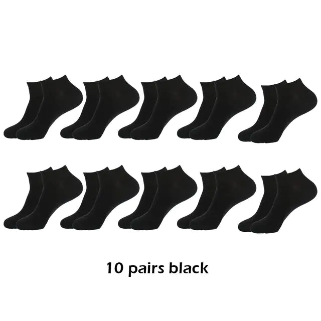 10 Pairs Men's Breathable Ankle Socks Cotton, White, Grey, Black