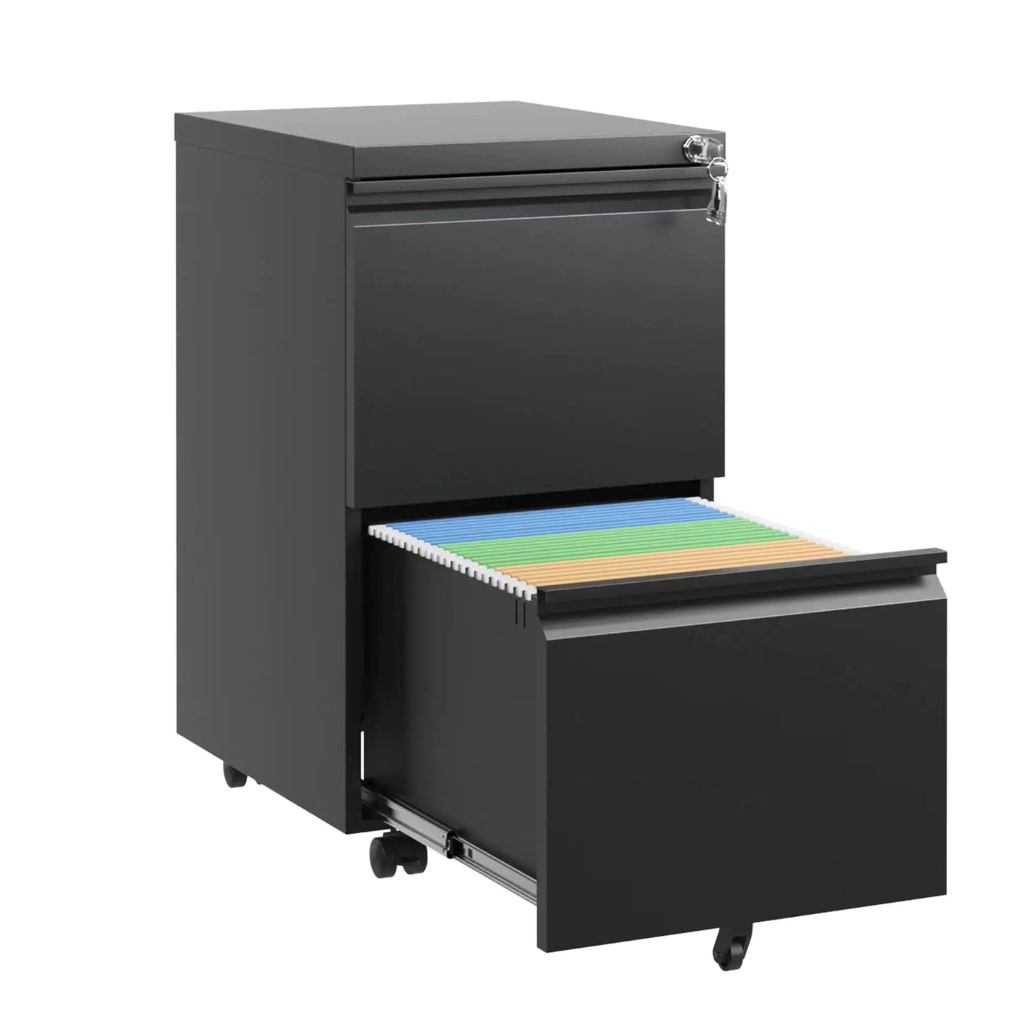 2 Drawer Metal Mobile Filing Cabinet, Rolling Filing Cabinet With Lock