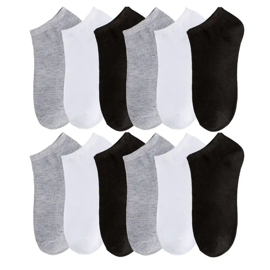 10 Pairs Men's Breathable Ankle Socks Cotton, White, Grey, Black
