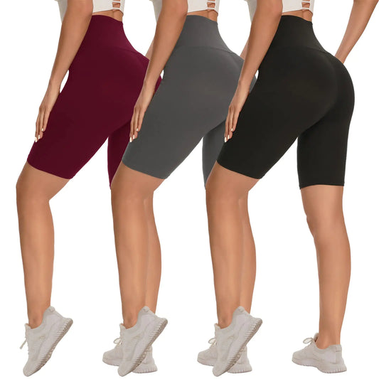 3 Pack Biker Shorts for Women – 8"/5"/3" High Waisted Tummy Control Workout Yoga Running Athletic Shorts 8 inch XX-Large Black/Dark Grey/Wine