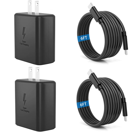 2024 New 45W Samsung Super Fast Charger Type C USB C Android Charger with C to C 6FT Long Type C Fast Charging Cable 2Pack for Samsung Galaxy S24/S24+/S24 Ultra/S23/S23+/S23 Ultra/S22/S21 Galaxy Tab