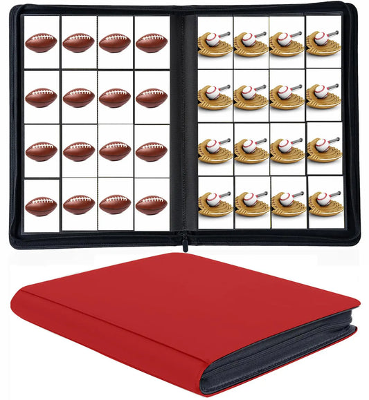1000+ Pockets Trading Card Binder 16 Pocket Ringless Side Loading Card Holder Album Trading Card Album Fit for YuGiOh MTG TCG Game Cards Sports Cards Business Cards (Red)