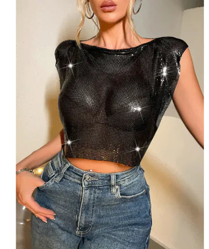 Women's Sequin Metallic Top