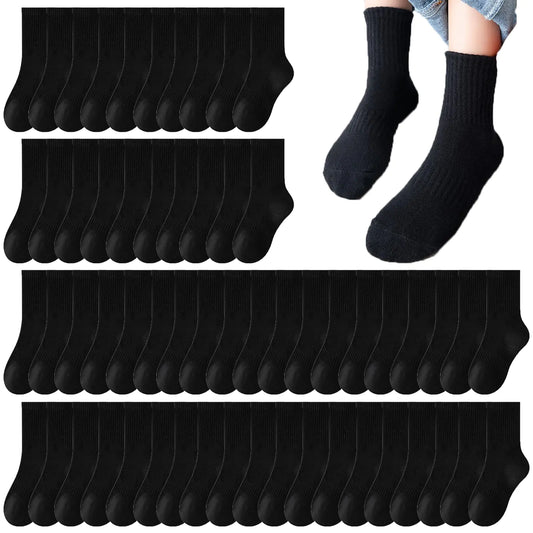 20 Pairs Crew Athletic Socks for Boys Breathable Cushion Crew Socks for Kids Sport Running Traveling (US Alpha One Size Regular 3-8Y Multicolor)
