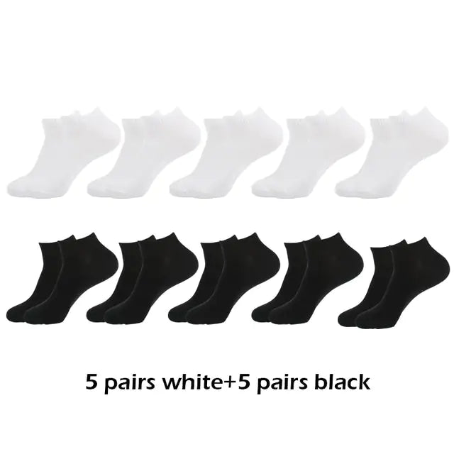 10 Pairs Men's Breathable Ankle Socks Cotton, White, Grey, Black