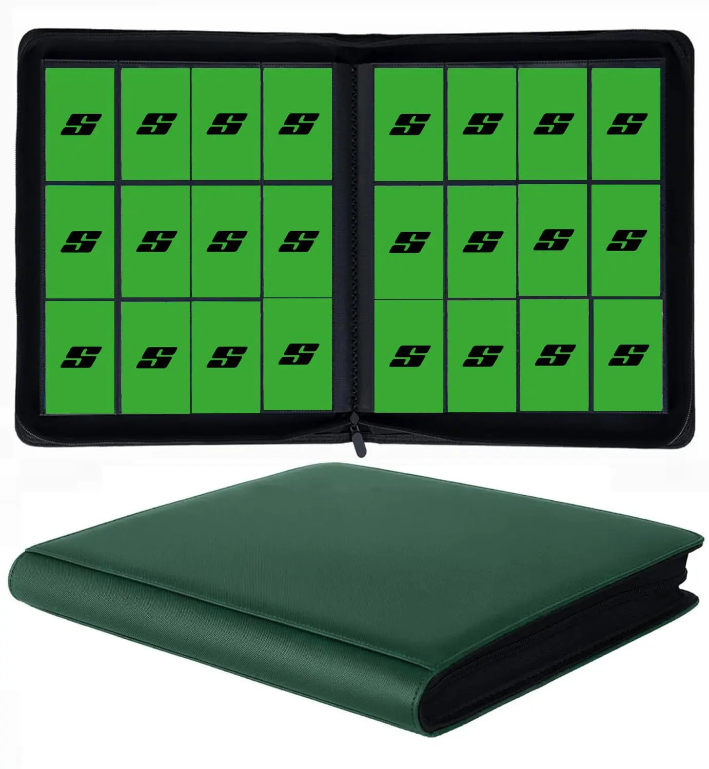 12 Pocket 720 Pockets Trading Card Binder Ringless Side Loading Card Holder Album Trading Card Album Fit for YuGiOh MTG TCG Game Cards Sports Cards Business Cards (Green)