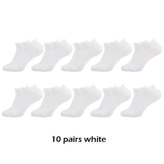 10 Pairs Men's Breathable Ankle Socks Cotton, White, Grey, Black